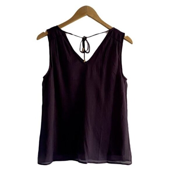 Vero Moda Purple Nightshade Sleeveless V Neck Lined Blouse Gold Sequins US S - Picture 2 of 7